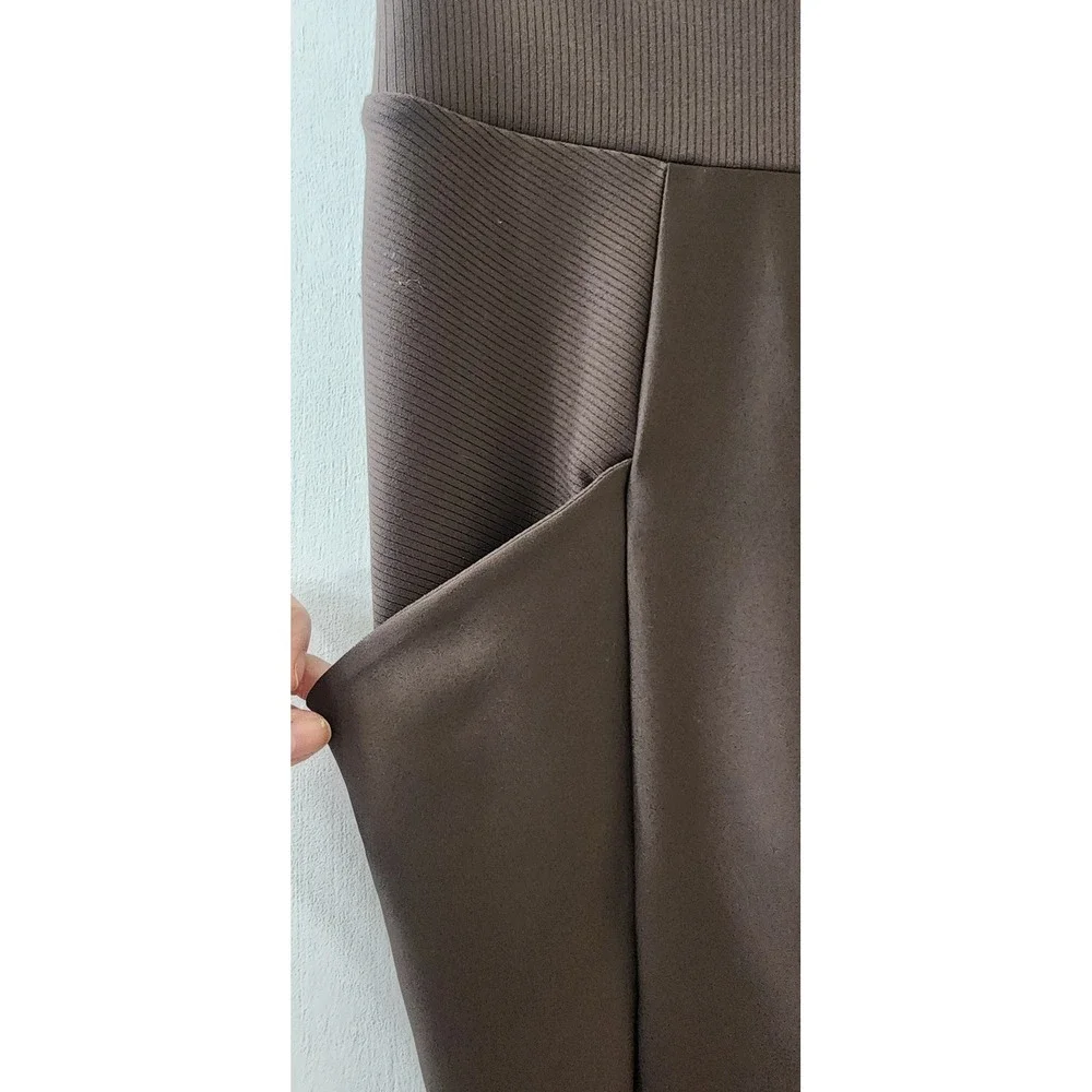 Alo Yoga High-Waist Cargo Leggings Espresso Brown Ribbed Pockets XS